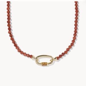Kendra Scott Emery Gold Beaded Strand Necklace in Orange Goldstone